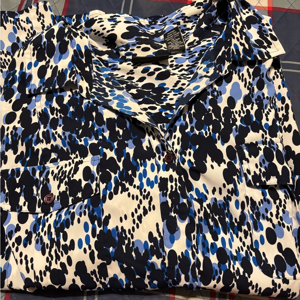 Maggie Barnes Black and White Graphic Button Down Shirt